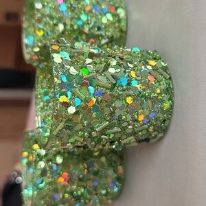 Green Glitter Votive Candle Holders (3 In Set)